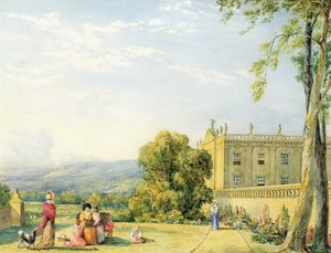 Vista de Chatsworth, Derbyshire, c.1820 de Frances Elizabeth Swinburne